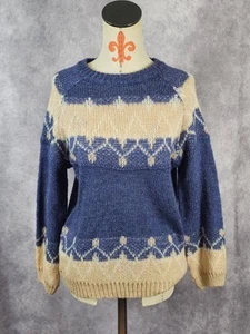 Suéter Tejido Mohair Real Mujer M Azul Tostado Isla Justa Pullover Ligero Usado en Excelente Condición - Imagen 1 de 9