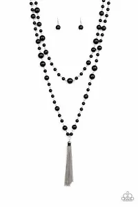 Paparazzi -Social Hour Necklace - Trending Transcendence Earring "Black Set" - Picture 1 of 4
