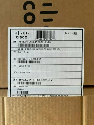 Cisco AIR-P121AG-E-K9 Cisco 802.11a/b/g Low Profile PCI Adapter Cisco 74-3482-05 - Image 1 of 4