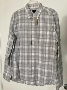 J.Crew Men’s Shirt Large Gray Button Down Long Sleeve Check Heathered #1455 - Picture 1 of 10