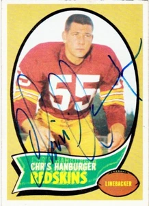 Tarjeta de fútbol americano Topps Chris Hanburger 1970 firmada #93 de la corte 2011 - Imagen 1 de 2