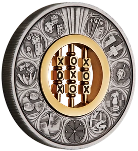 2022 GAMES THROUGH THE AGES Tic-Tac-Toe 2oz .9999 SILVER $2 ANTIQUED COIN - Picture 1 of 9