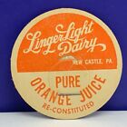 Milk Bottle cap dairy farm advertising label vtg Linger light orange new castle 