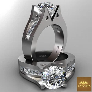 Runder Diamant idealer Verlobungsring Kanalbesatz GIA F VS1 14k Weißgold 2,35ctw - Bild 1 von 12