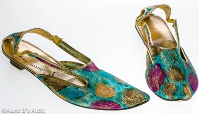 Bomba recortada vintage años 60 Peachtree Originals Gd metálica multi tacón bajo 8,5 Foto 1 de 4