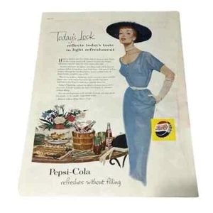 Pepsi Cola 1954 se actualiza sin rellenar anuncio impreso original vintage - Imagen 1 de 4