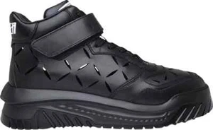 $1460 Designer VERSACE Men's High Top Cut Out Leather Logo Fashion Sneakers 44 - Picture 1 of 15