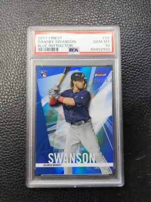 2017 Topps Finest Blue Refractor /150 Dansby Swanson PSA 10 RC Population Only 4 - Image 1 of 3
