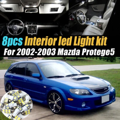 8Pc Super White Car Interior LED Light Bulb Kit for 2002-2003 Mazda Protege5 - Image 1 of 4