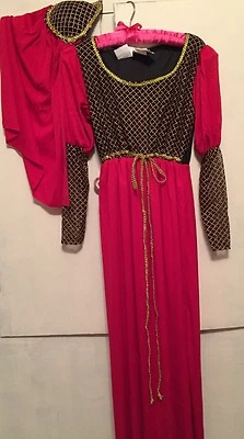 Renaissance Medieval Lady 2 pc Costume Fancy Dress & Headpiece-New-Red-Gold Blk - Image 1 of 4