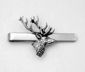 Stag’s Head English Pewter on a Tie Clip (slide) boxed gift handmade ara21 - Picture 1 of 1