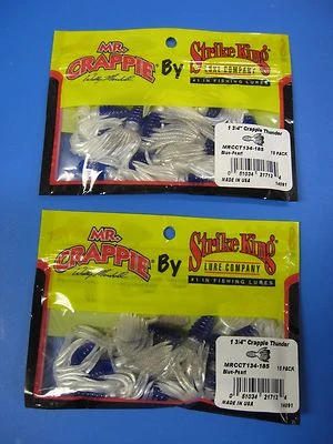 2 paquetes de señuelos de pesca Strike King Crappie Thunder cebo suave 1,75" azul perla Foto 1 de 3
