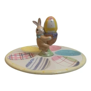 Fitz And Floyd Easter Bunny Rabbit A Good Egg Salt Pepper Shakers Serving Plate - Picture 1 of 8