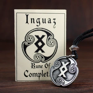 Pewter Ingwaz Divination Rune Pendant Norse Viking Asatru Talisman Ing Necklace - Picture 1 of 5
