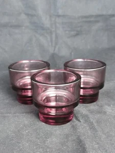 LOT 3 IKEA GLANSIG CANDLE HOLDERS GLASS TEALIGHT CHUNKY RETRO STACKING HEAVY - Picture 1 of 6