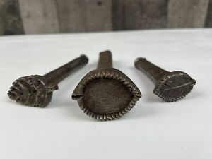 Lot of 3 Antique Vintage Leather Punches - 3 Different Leaves - Solid Steel
