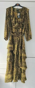Biba python snake print tiered frilled dress size 16 - Picture 1 of 13