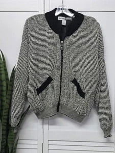Jamie Sadock Golf Nubby Jacket Gray Eyelash Boucle Knit Full Zip Size Small - Picture 1 of 5