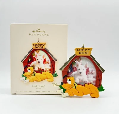 Ornamento Hallmark Keepsake "Lucky Dog Pluto" 2007 com caixa - Imagem 1 de 4