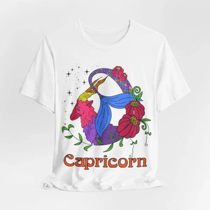 Capricorn star sign T-Shirt, Sea goat zodiac astrology top, Horoscope birthday - Picture 1 of 8