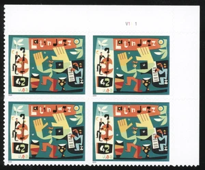 US - 2008 Latin Jazz 42c - SC# 4349 Plate Block of 4 Mint NH OG - Picture 1 of 2