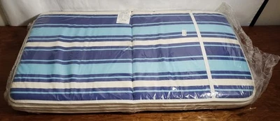 Vintage ICU USA Set of 4 Blue Striped Lawn Chair Outdoor Rayon Cushions SEALED - Image 1 of 4