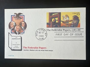 Bicentennial The Federalist Papers 15c Postcard 1st Day Issue Fleetwood 1988 - Picture 1 of 2