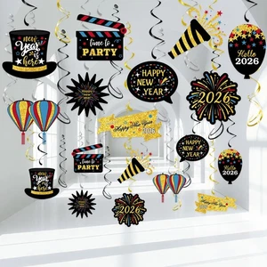 Decoración Feliz Año Nuevo 2026 - 30 Piezas Feliz Año Nuevo Colgantes Remolinos Decoraciones... - Imagen 1 de 7