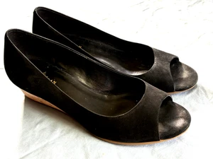 Cole Haan Air Tali Negro Gamuza Punta Abierta Corcho Cuña Bomba Tacón Talla 7M. ¡Súper lindo! - Imagen 1 de 13