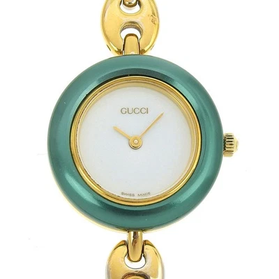 GUCCI 11/12.2 Cambio Bisel Relojes Esfera Blanca Chapado Oro Cuarzo Analógico Dis... Foto 1 de 4