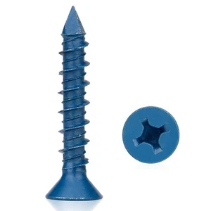 80 Packs, Concrete Screw Anchor, 3/16" x 1-1/4", Blue Flat Head Screws for An... - Picture 1 of 6