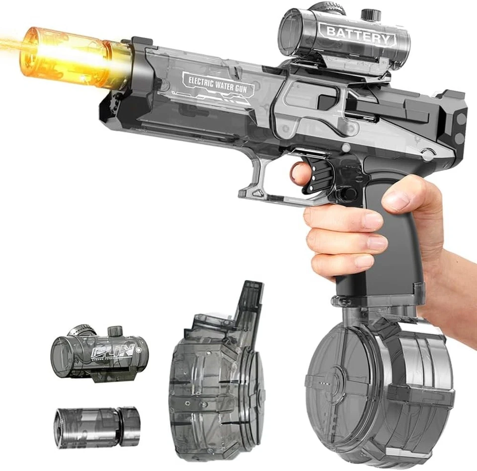 Электрический водяной пистолет на батарейках автоматический бластер светодиодная вспышка 28 футов 🌊 - Изображение 1 из 4