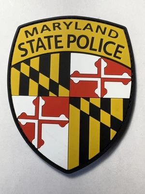 Резиновая нашивка из ПВХ для полиции штата Мэриленд ~ подкладка с крючком и петлей - Изображение 1 из 4