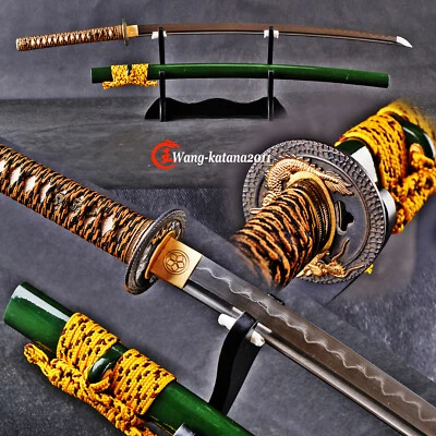 Arcilla Templada Damasco Plegada T10 Acero Katana Japonés Samurai Espada Afilada Bohi Foto 1 de 4