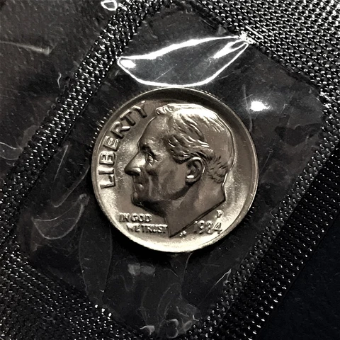 1984 P BU Roosevelt Dime Brilliant Uncirculated from Orig Mint Set in Cello BU Cover