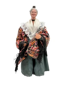 Muñeca Vintage Santon De Provence Francia con Flores Bufanda 11" Alto Años 30 - Imagen 1 de 7