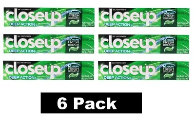 6 x CLOSEUP 160g TOOTHPASTE DEEP ACTION MENTHOL FRESH 12Hr FRESH BREATH New - Image 1 of 4