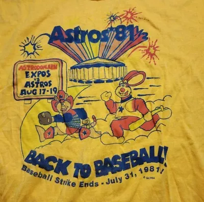 vtg MLB Houston Astros  Single Stitch  T Shirt Mens Medium 1981 baseball strike - Image 1 of 4