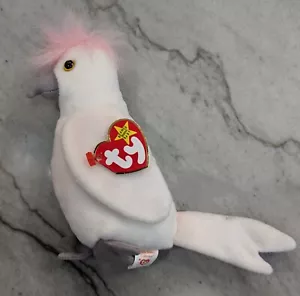 1997 Super RARO Beanie Baby Blanco Rosa Cacacatúa Kuku Pájaro Retirado - Imagen 1 de 2
