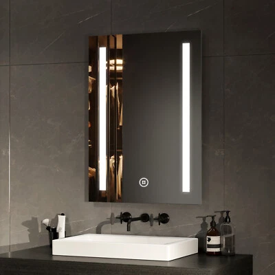 EMKE LED Bathroom Mirror With Illuminated Shaver Socket Demister Lights 500x700