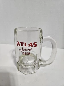 VINTAGE Atlas Special Beer CLEAR GLASS HEAVY MUGS ADVERTISING - Picture 1 of 5