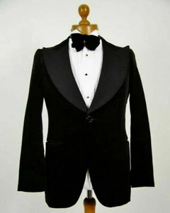 Giacca da smoking nera da uomo sera festa abbigliamento cena cappotto blazer - Foto 1 di 3