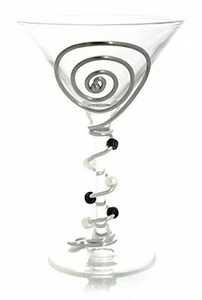 New decorated with black & white beads beaded decorative martini glass - Picture 1 of 1