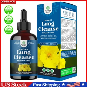 Organic 6-IN-1 Mullein Drops For Lungs Detox & Lung Cleanse | Elderberry, Thy... - Picture 1 of 24