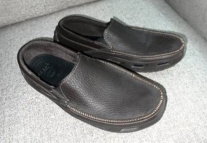 CROCS Tideline Sport men's leather slip-on driving moc loafers size 9 - Picture 1 of 12