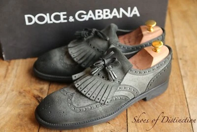 Dolce & Gabbana D&G Grey Suede Tasselled Fringed Shoes Loafers Men's UK 7.5 — 第 1/4 张图片