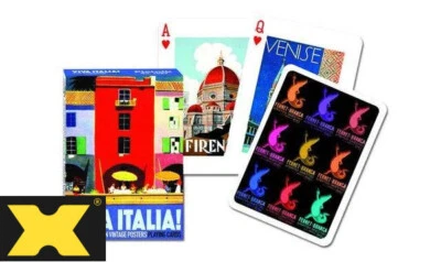 Cartas de baralho arte pôster viagem vintage Itália, Itália Viva Italia Piatnik - Imagem 1 de 2