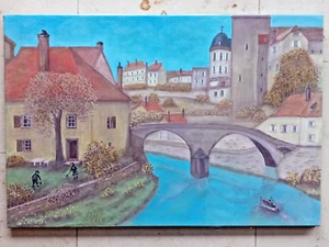 Acrylgemälde "Brücke Pont Pinard Semur-En-Auxois" auf Leinwand 60 x 40 cm - Bild 1 von 6
