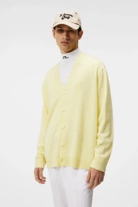 J. LINDEBERG MEN'S Lucas Knitted Cardigan Wool GOLF MEDIUM WAX YELLOW NEW NWT - Picture 1 of 10