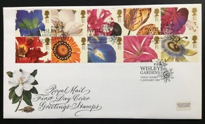 GB QEII 1997 Grußmarken Blumen Set auf Ersttagsbrief, Wisley S/H/S - Bild 1 von 2